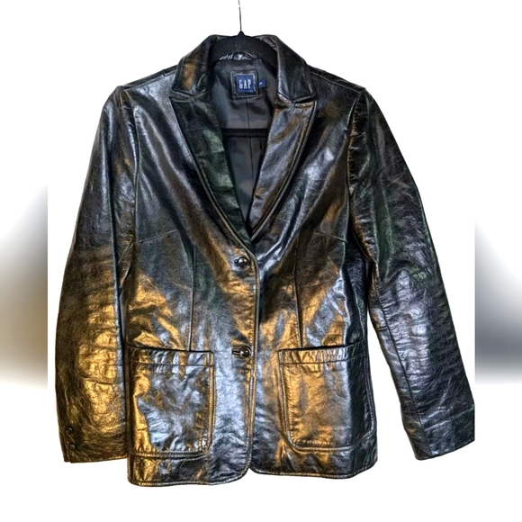 Gap vintage 2000 shiny leather jacket size small - Picture 1 of 8